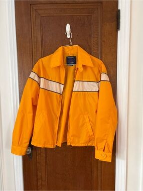 Vintage American Eagle Outfitters Bright Yellow Windbreaker with White Stripe